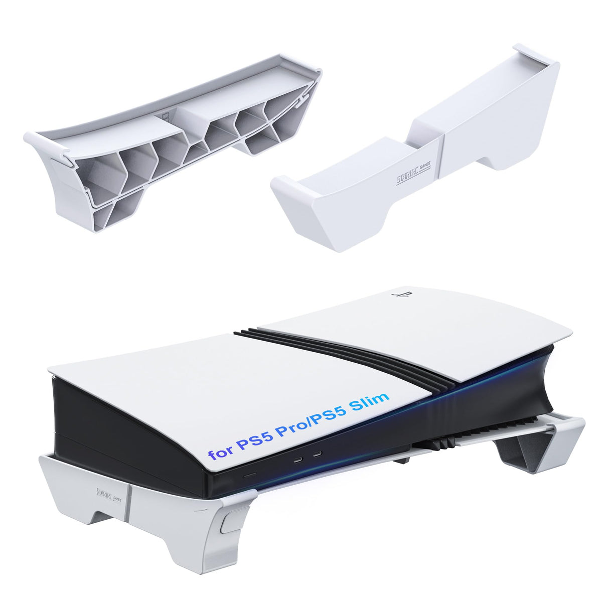 ZORBES® Compatible with PS5 Pro/PS5 Slim, 2Pcs Horizontal Stand Bracket Desk Support Mount for PlayStation 5, Secure Horizontal Console Holder for Storage, Enhanced Air Flow