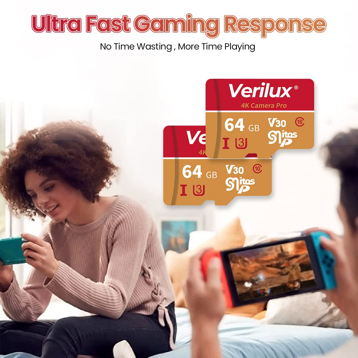 Verilux microSDXC Memory Card 64GB for 4K UHD Video with 80MB/s Read Speed | Waterproof