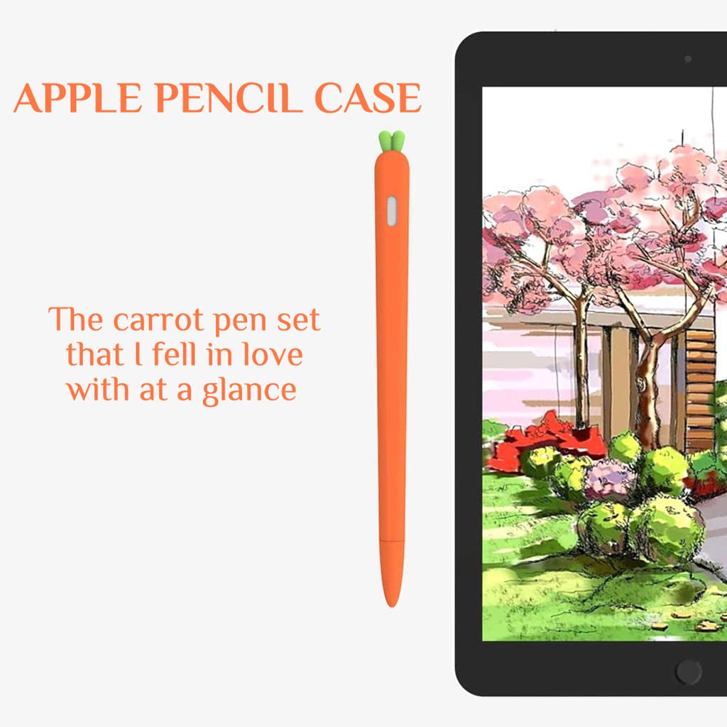 Verilux® Cute Pencil Cover for iPad Pencil 2nd Gen, (Pen not Included) Silicone Soft Protective Cover Accessories Compatible with iPad Pencil 2nd Generation (Orange) - verilux