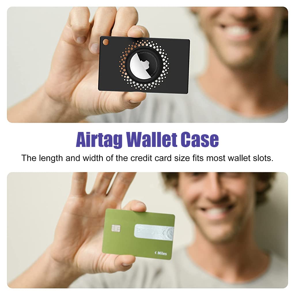 ZORBES® AirTag Holder Card Sized Slim AirTag Case Portable AirTag Holder with Keychain Hole (Black)