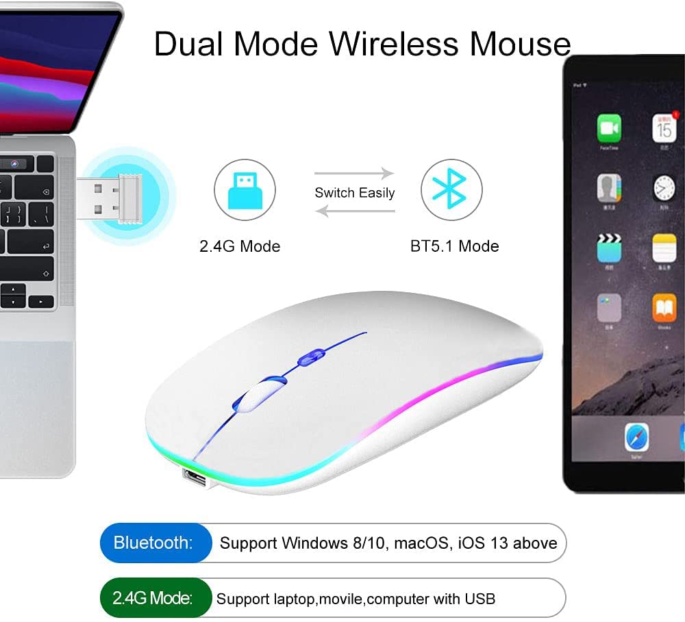 2.4G LED Wireless Rechargeable Mous - White