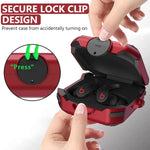 ZORBES® for Beats Fit Pro Case, Heavy-Duty Shockproof Cover Case for Beats Fit Pro 2021, Charging Case Cover with Lock Button & Carabiner (Without Earphone, Seperate Pieces Design)