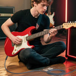 Verilux Electric Guitar Cable 9.8 ft for Amps and Basses featuring Right Angle Plug | Nylon Braided Copper Core