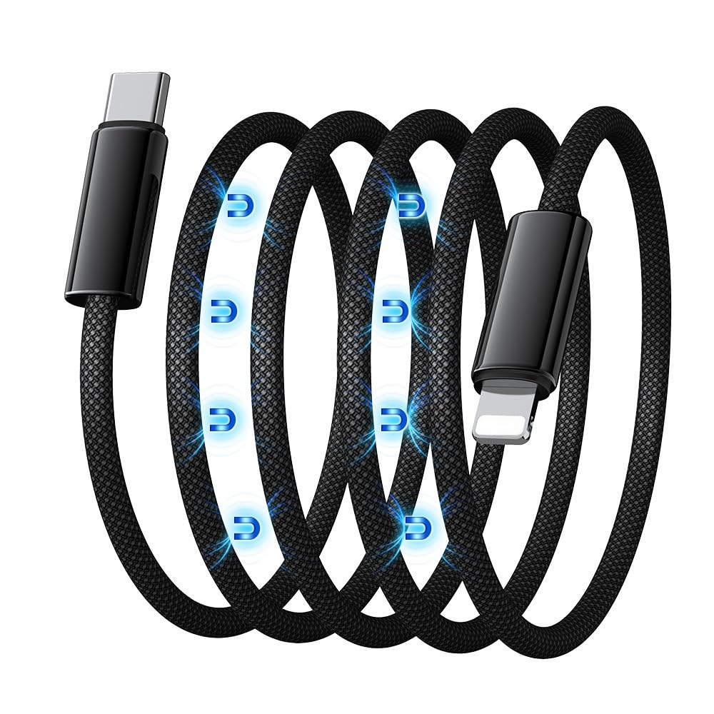Verilux Type C to Lightning Cable 3.3 ft with Magnetic Connector and Nylon Braid for iPhone 14