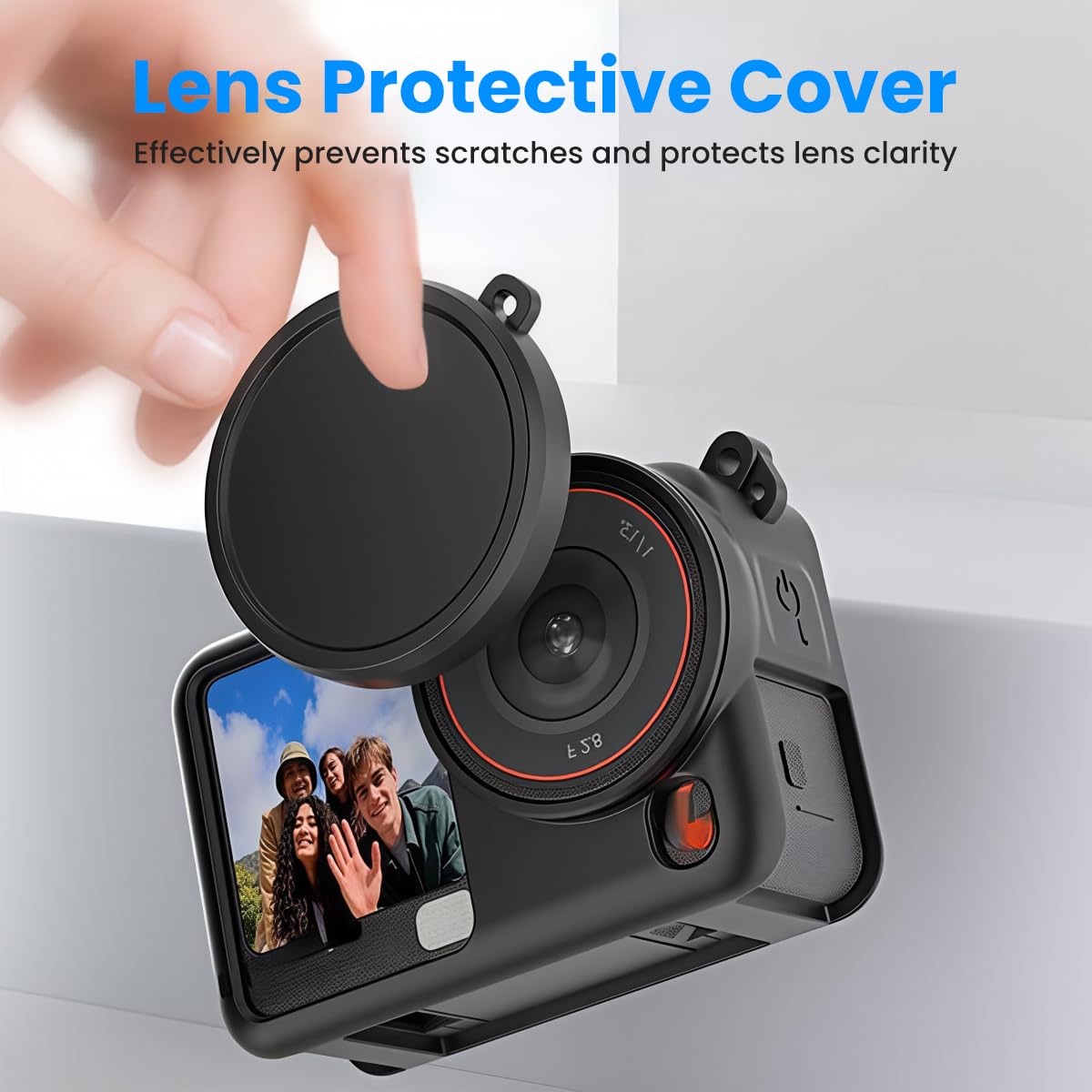 ZORBES® Compatible with D-JI Osmo Action 6, Action Camera Silicone Cover Protective Skin Cover with Detachable Lens Cover, Silicone Wrist Lanyard, Anti-Scratch Action Camera Accessories
