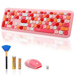 Verilux Wireless Keyboard Mouse Combo for PC and Laptop with 104 Keys featuring Ergonomic Design and Power Saving | Pink