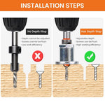 Serplex® 5Pcs Carbide Tipped 90° Countersink With Adjustable Low Friction Depth Stop Multifunctional Round Shank Bore Woodworking Drill Bit Taper Counterbore Wood Working Tools
