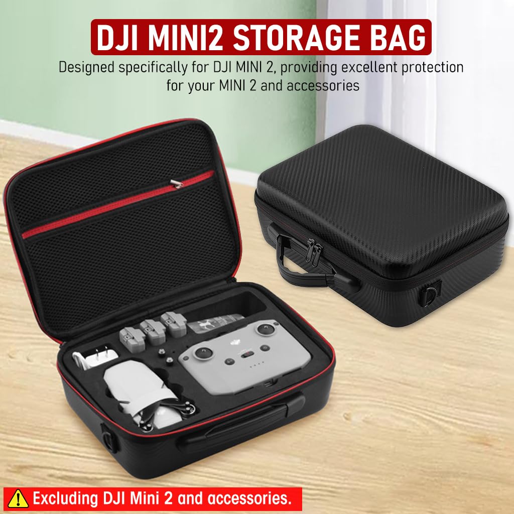 ZORBES® Travel Carrying Case for DJI Mini 2, PU Hard Case with Shoulder Strap Accessories Bag, Protect Your Drone, Controller, and Accessories from Scratches, Bumps, Water, and Dust