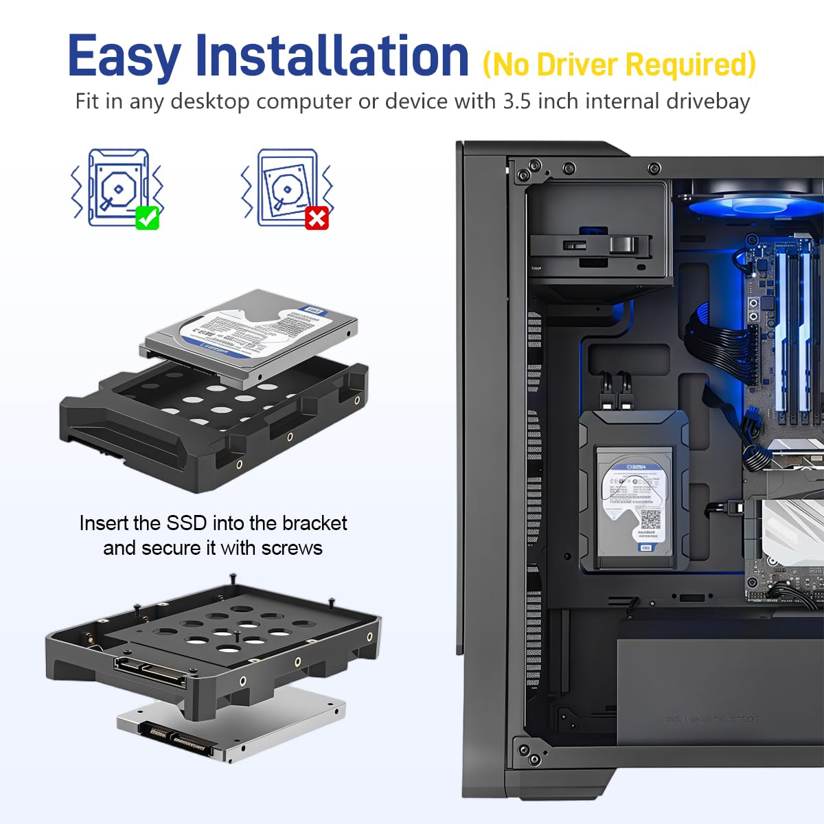ZORBES SATA III Bracket | 6Gbps for 2.5-Inch HDD & SSD