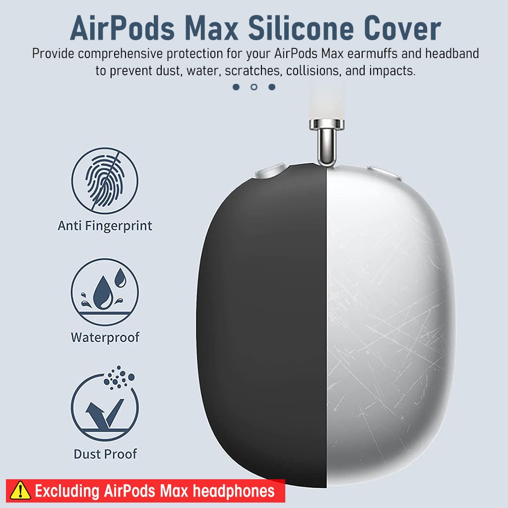 ZORBES® Clear Case for AirPods Max Anti-Scratch TPU Cover for AirPods Max, One Pair TPU Protective Clear Case for AirPods Max, Accessories for AirPods Max (Black)