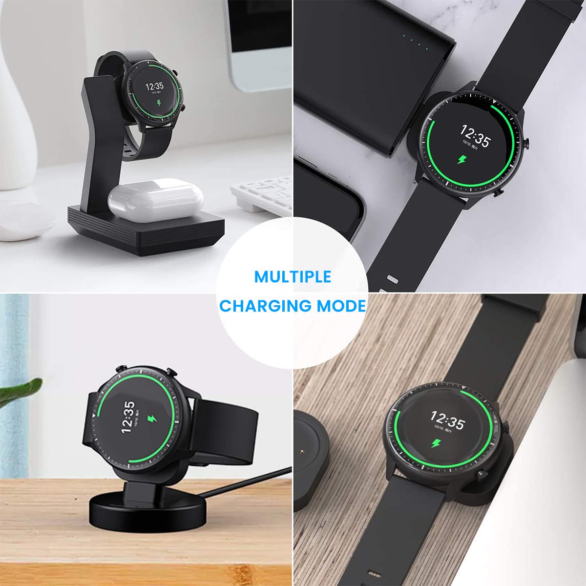 ZORBES® Charger for Amazfit Smart Watch 2 in 1 USB Wireless Charger with Charging Dock for Amazfit GTR 2GTR 2eGTS 2GTS 2eGTS 2 Mini/Pop/Pop Pro,Mini USB Charger Cable for Amazfit Watch,Black