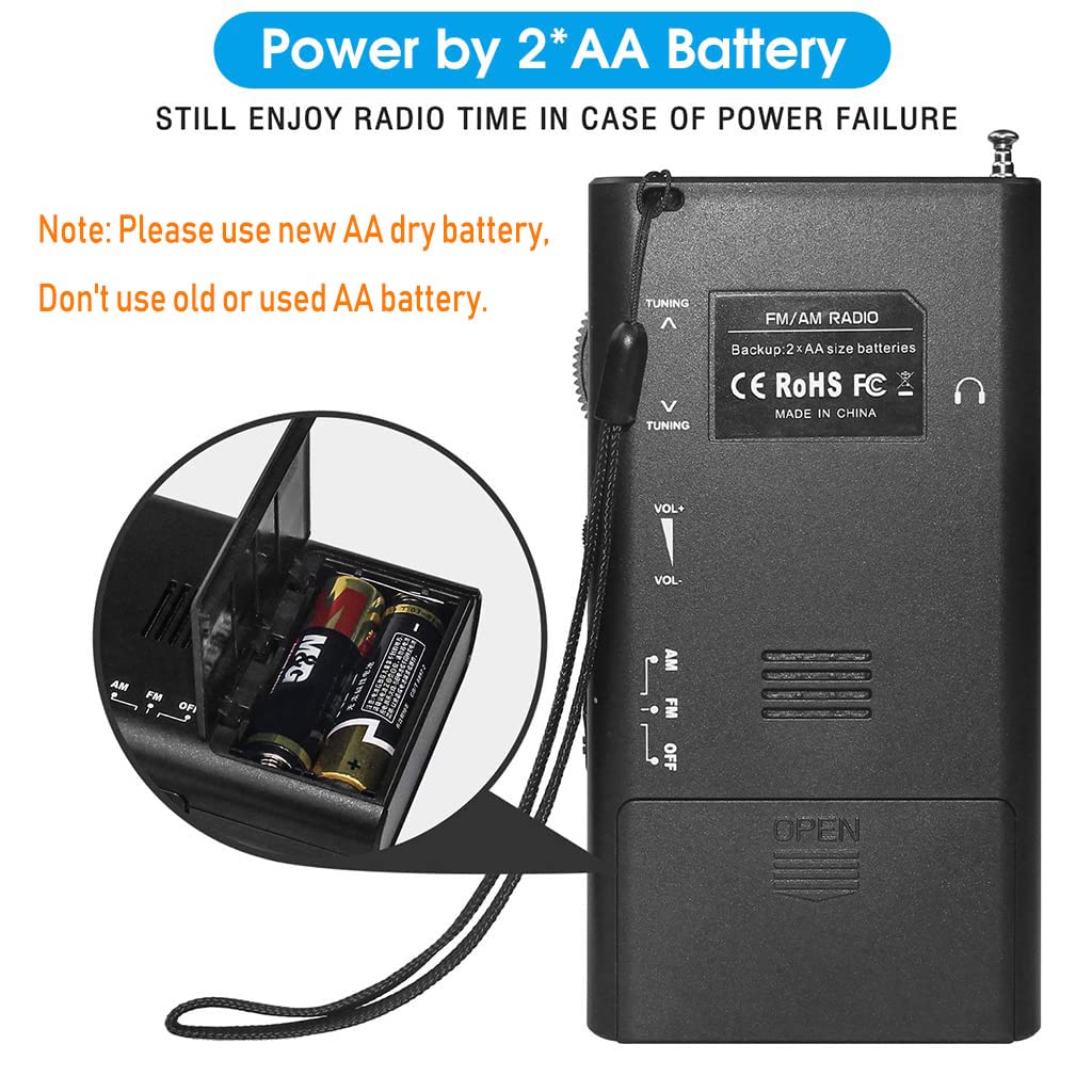 ZORBES AM/FM Pocket Radio with Speaker & Headphone Jack