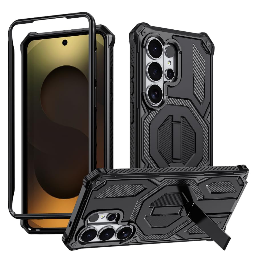 ZORBES® Compatible with Samsung Galaxy S26 Ultra, Magnetic TPU Phone Case with PC Screen Bumper Frame, Shockproof Phone Cover with Stand, Magnetic Mount & Wireless Charging Compatibility