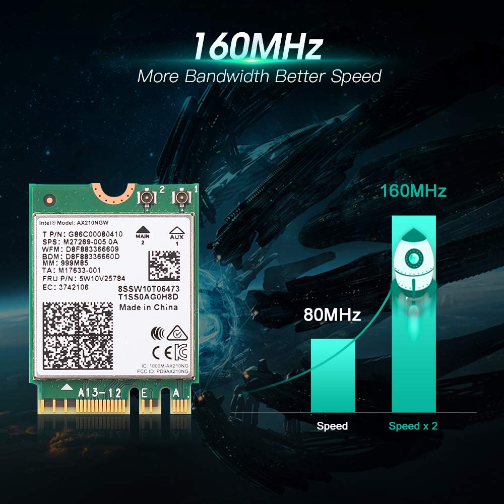 AX210 Bluetooth 5.2 Tri-Band 5400Mbps WiFi 6E Card Wireless Module