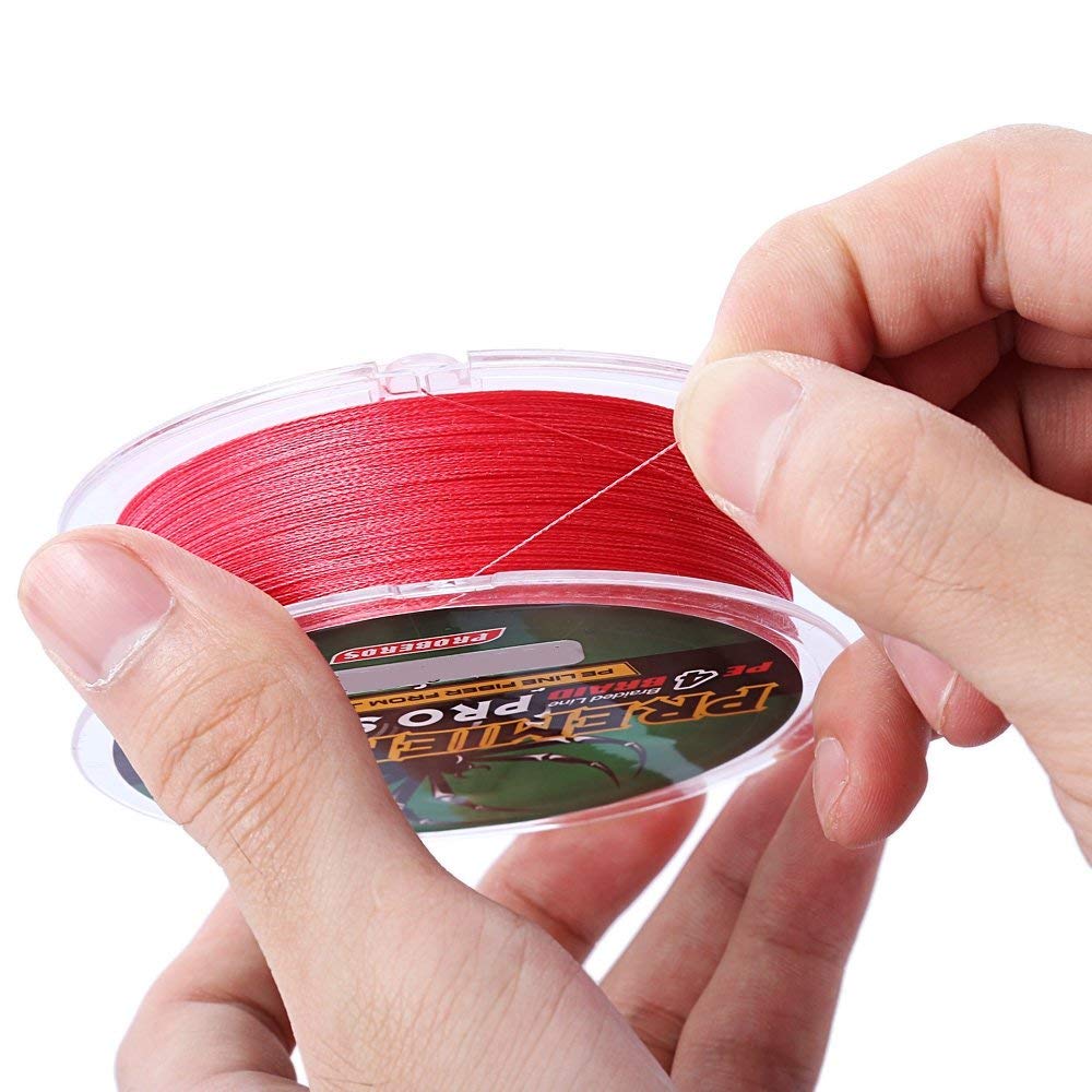 Proberos® Strong Durable 0.45mm 70LB 100M Colorful PE 4 Strands Monofilament Braided Fishing Line Angling Accessory for Big Fish Angling (Red)