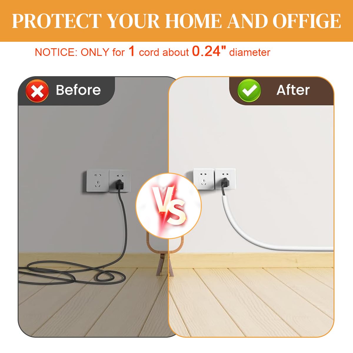 Serplex 6.6ft PVC Cord Cover Floor Cable Hider with Self Adhesive Back-White