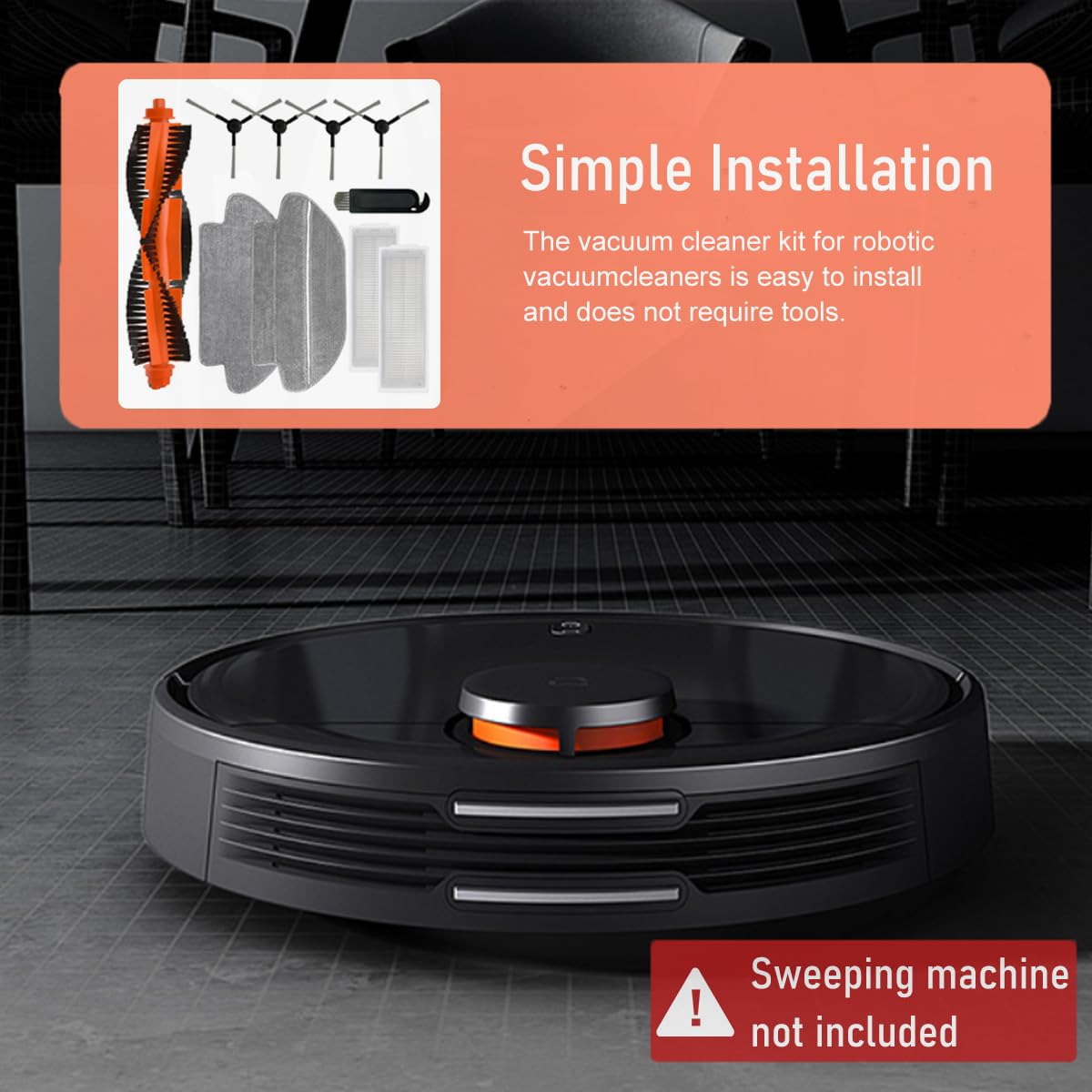 Verilux® Sweeping Robot Accessories Set Compatible for Robot Vacuum S10, Replacement Spare Parts Accessories, Main Side Brush Filter Mop Cloth