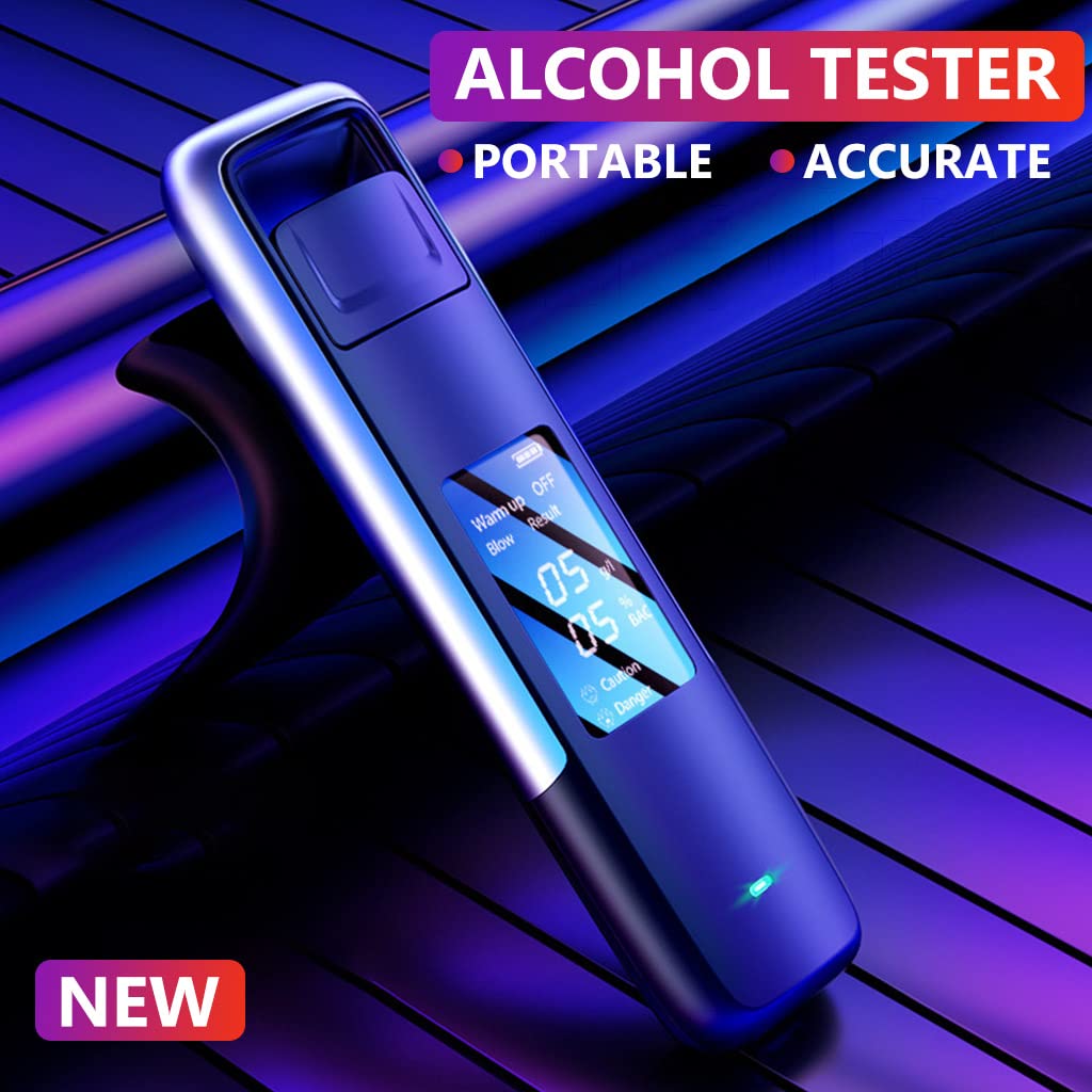 ZORBES® Alcohol Tester Breath Analyzer Alcohol Meter Non-Contact USB Rechargeable Alcohol Testing Machine with LCD Digital Display Siginal Light Indicator High Precision 0.0-0.99ml/L Breathalyser