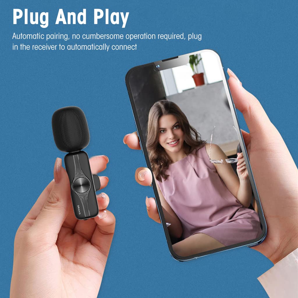 ZORBES® Wireless Lavalier Lapel Microphone for Interview Live Stream ASMR Recording Noise Reduction, 3 in 1 Wireless Lavalier Lapel Microphone for iPhone, Android, Camera, Computer