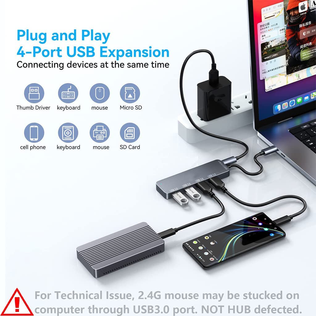 Verilux® 4 in 1 Multiport USB Hub with 4-Ports for Most USB C Devices,Faster Transmission,USB Hub for Home & Work - verilux