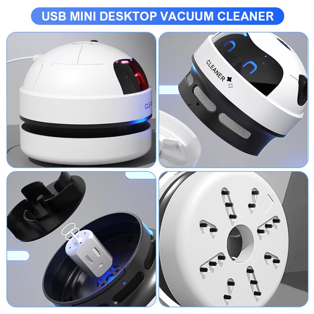 ZORBES® Desk Vacuum Cleaner Machine USB Mini Desk Vacuum Cleaner with Nozzle Attachment & Cleaning Brush, Clean Up Dust and Crumbs, 500mAh Portable Cordless Desk Vacuum for Home Office Car Countertop