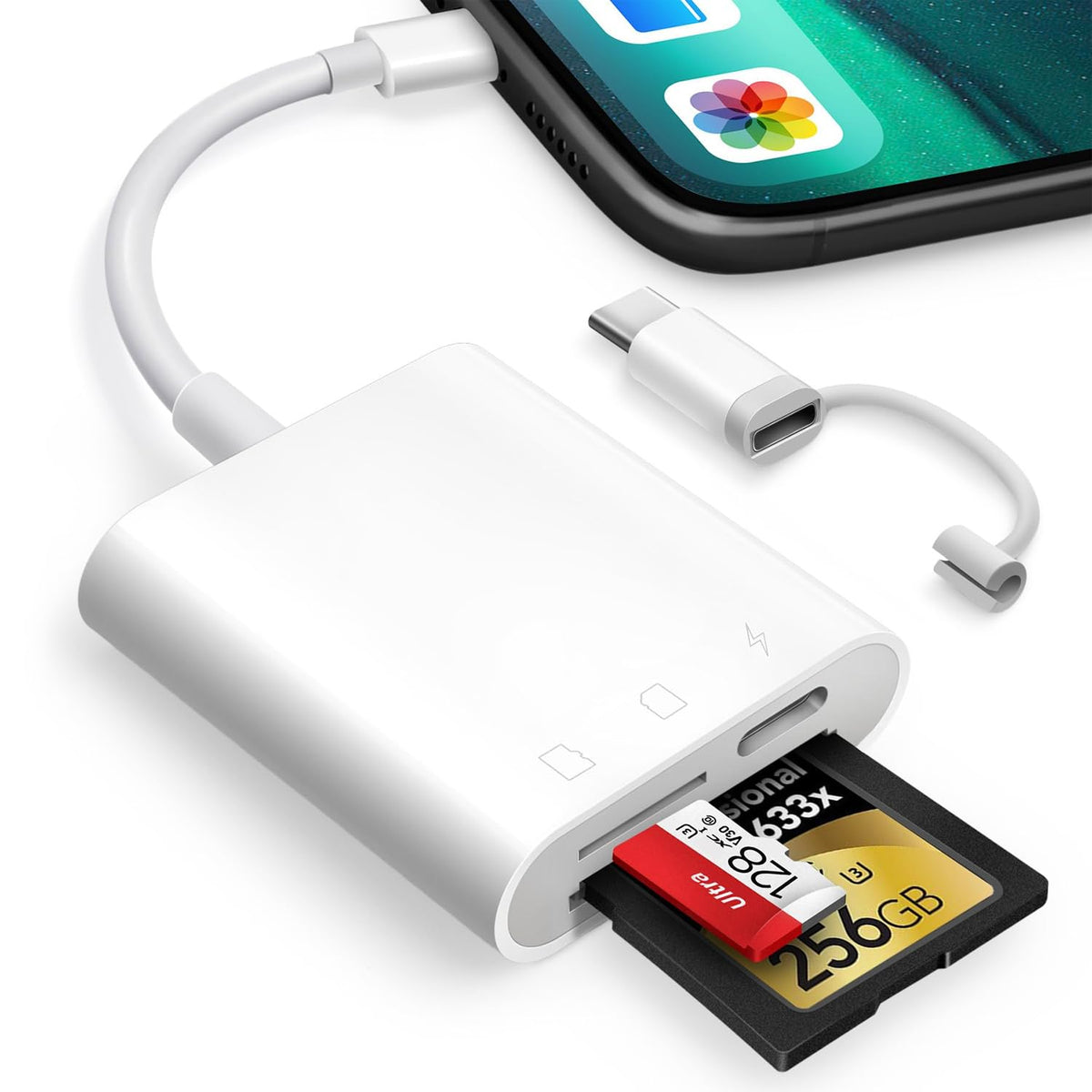 Verilux SD Card Reader for iPhone and iPad with Dual Slot USB C Design | 20–30MB/s Transfer Speed