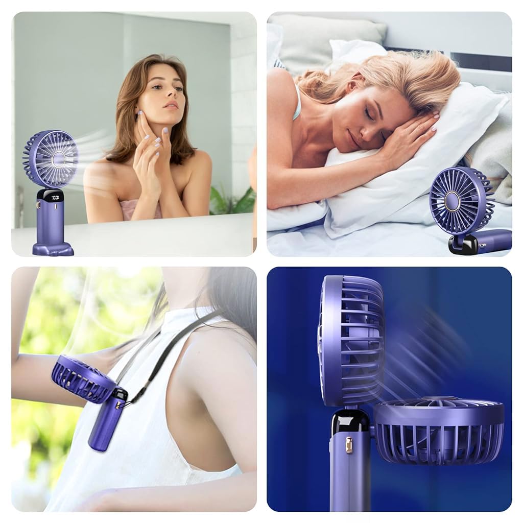 Verilux Hand Fan Mini Fan with 5000mAh Battery and 5 Speeds for Desk or Travel | Foldable Design