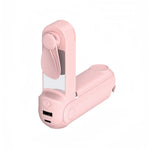 Verilux® Folding USB Fan Multifunctional 4 in 1 Pocket Fan with LED Light & Mirror 3-Speed Cooling Fan Portable Travel USB Rechargeable Pocket Fan with Lanyard