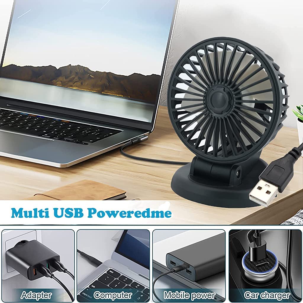 ZORBES® Car USB Fan Desk USB Fan 360° Rotatable USB Fan for Car Fan Desk USB Fan Portable USB Fan for 12V /24V Cars, SUV Trucks, Boats, Sightseeing Car