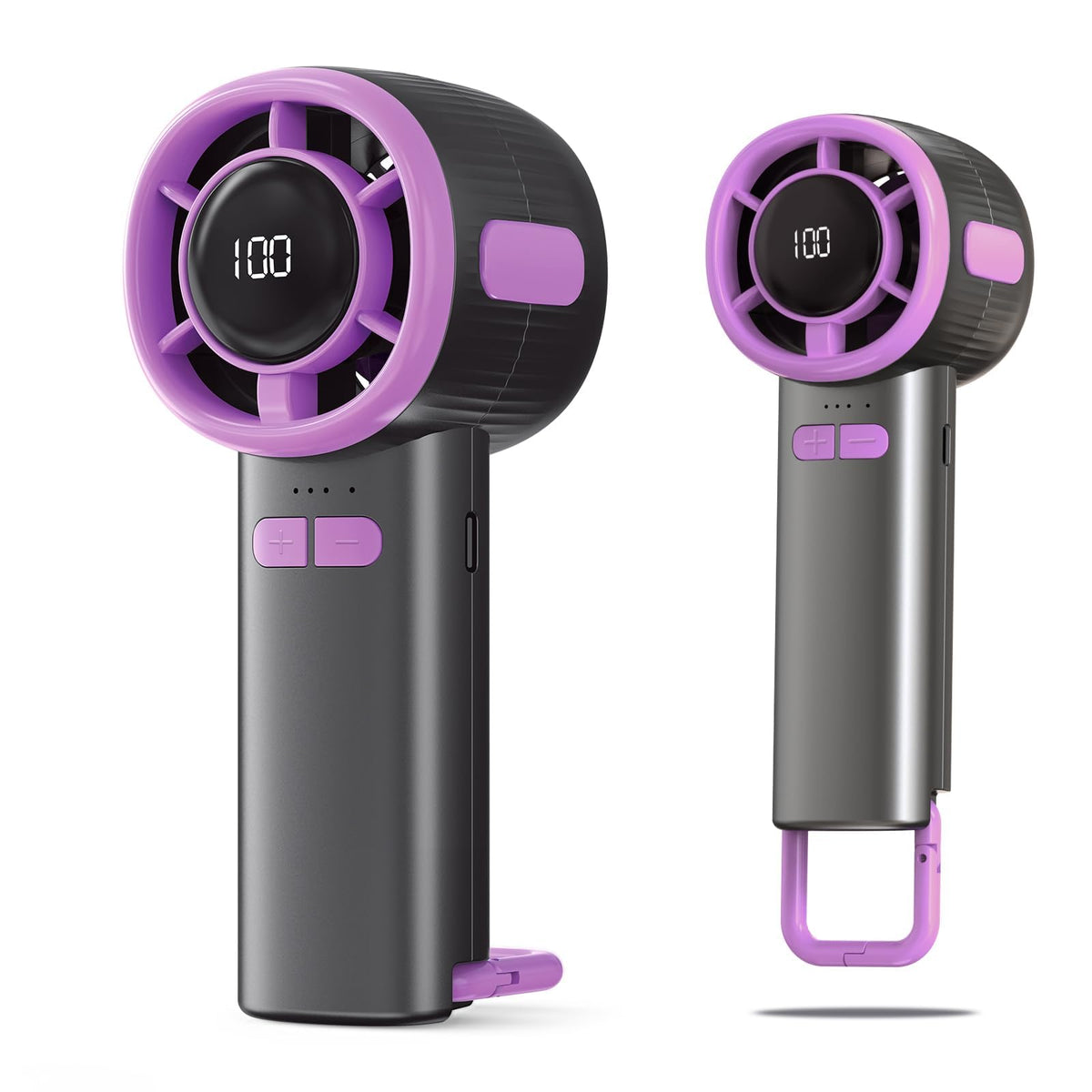 Verilux USB Handheld Fan for Travel and Hiking with 6.4x15.2cm Compact Design | Stepless Airflow & Digital Display