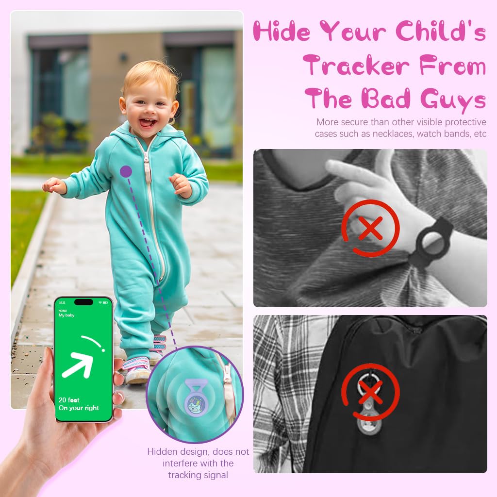 ZORBES® Waterproof AirTag Holder Cartoon Unicorn Purple Brooch Pin AirTag Holder Silicone Waterproof AirTag Holder Anti-Lost Brooch Pin AirTag Holder for Kids, Luggage, Bag, Backpack