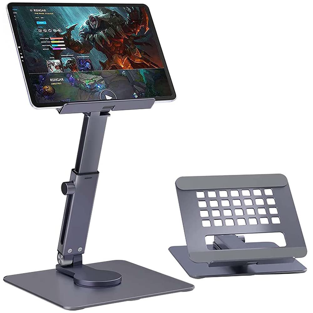 ZORBES® Tablet Stand Holder Tab Stand for iPad Stand for Table, Aluminium Alloy 360° Rotatable Tablet Holder Adjustable Height and Angle Foldable Desktop Tab Holder for iPad Phone Within 13'' 4000g