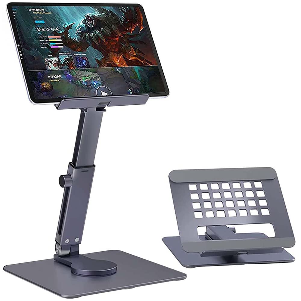Verilux Tablet Stand for Desk with 360° Adjustable Height and Rotatable Design | Aluminum Alloy Holder for Tablets up to 13 in