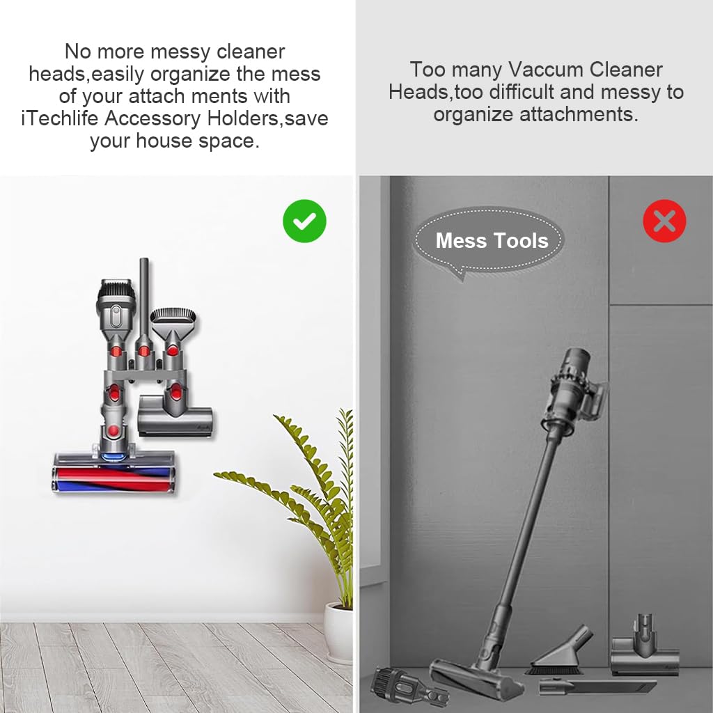 Verilux Accessory Holder for Dyson V6 V7 V8 V10 V11 | Wall Mounted 3PCS ABS Organizer