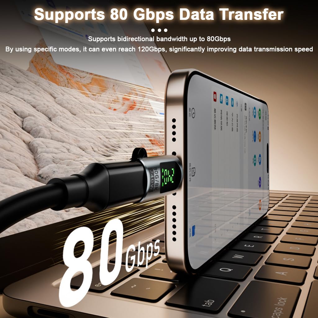 Verilux Type C Adapter for MacBook and USB C Devices with 240W PD and Digital Display | 80Gbps Data Transfer