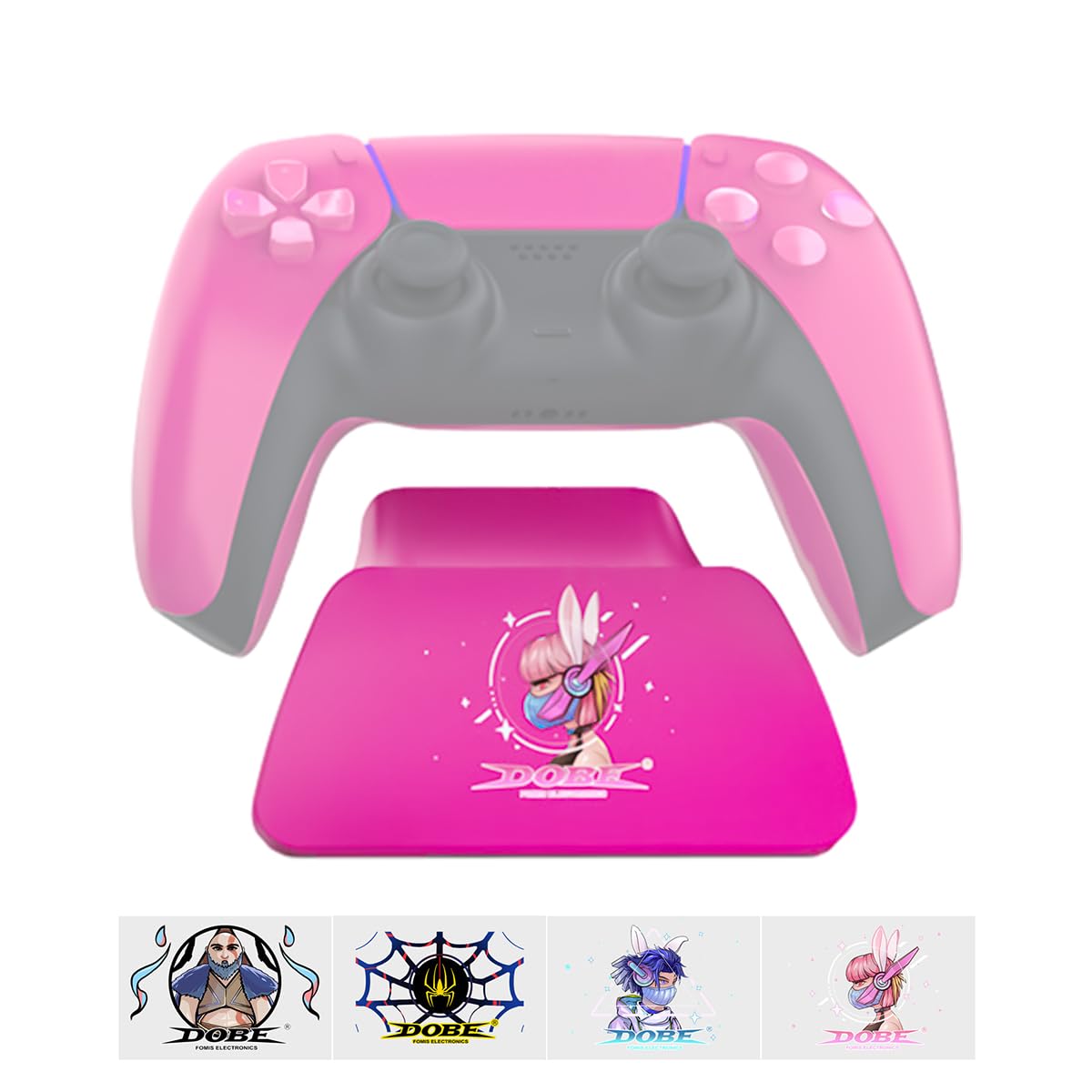 ZORBES® Pink Controller Display Stand Anti-Slip ABS Controller Holder for PS5 Desk PS5 Controller Holder with Decorative Cartoon Sticker PS5 Accessory