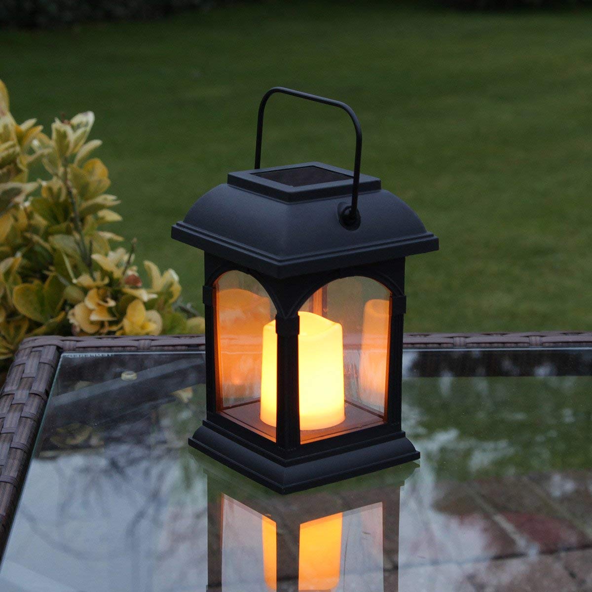 Verilux Garden Candle Lantern Solar Powered Flickering Effect Amber LED 15cm by Festive Lights