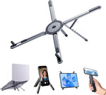 ZORBES® Folding Magnetic Phone Holder Multi Desk Mount 8-Level Adjustable Height Laptop Riser Portable Aluminum Alloy Bracket 4-13'' Mobile Stand for for Phone, Tablet, Laptop
