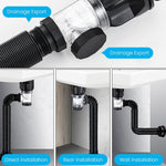 Serplex® Flexible Drain Pipe Wash Basin Sink Drain Hose PVC Water Pipe Vessel Sink Extension Fits for 3-4.5 cm Hole,Flex-drain Kit with Flexible & Expandable P-trap