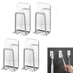 Serplex® 4Pcs Toothbrush Holders for Bathroom Wall Wall-Mounted Toothbrush Holder Self-Adhesive Stainless Steel Mount Stand Stainless Steel Cup Holder Toothbrush Rack Toothbrush Cup Drain Rack