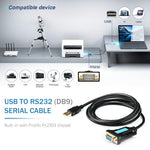 Verilux USB to RS232 Adapter Cable for Modem and Scanner with PL2303 Chipset 6.6FT Black