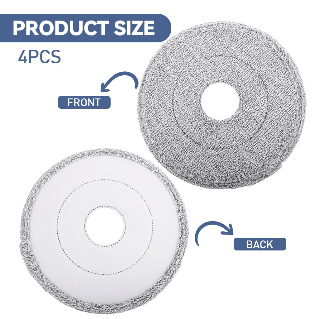 Verilux Microfiber Mop Pads for Wet and Dry Use featuring Thick Sponge Layer 9.84 in | Pack of 4
