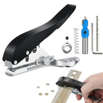 Serplex® Manual Hole Punch Kit Heavy Duty Spring Loaded Hole Punch, 10mm Hole Size, Maximum Thickness 1.2mm Punching Tool for Wooden Edge Bands, Plastic Sheets, Paper, with Drill & Drill Stop Collar