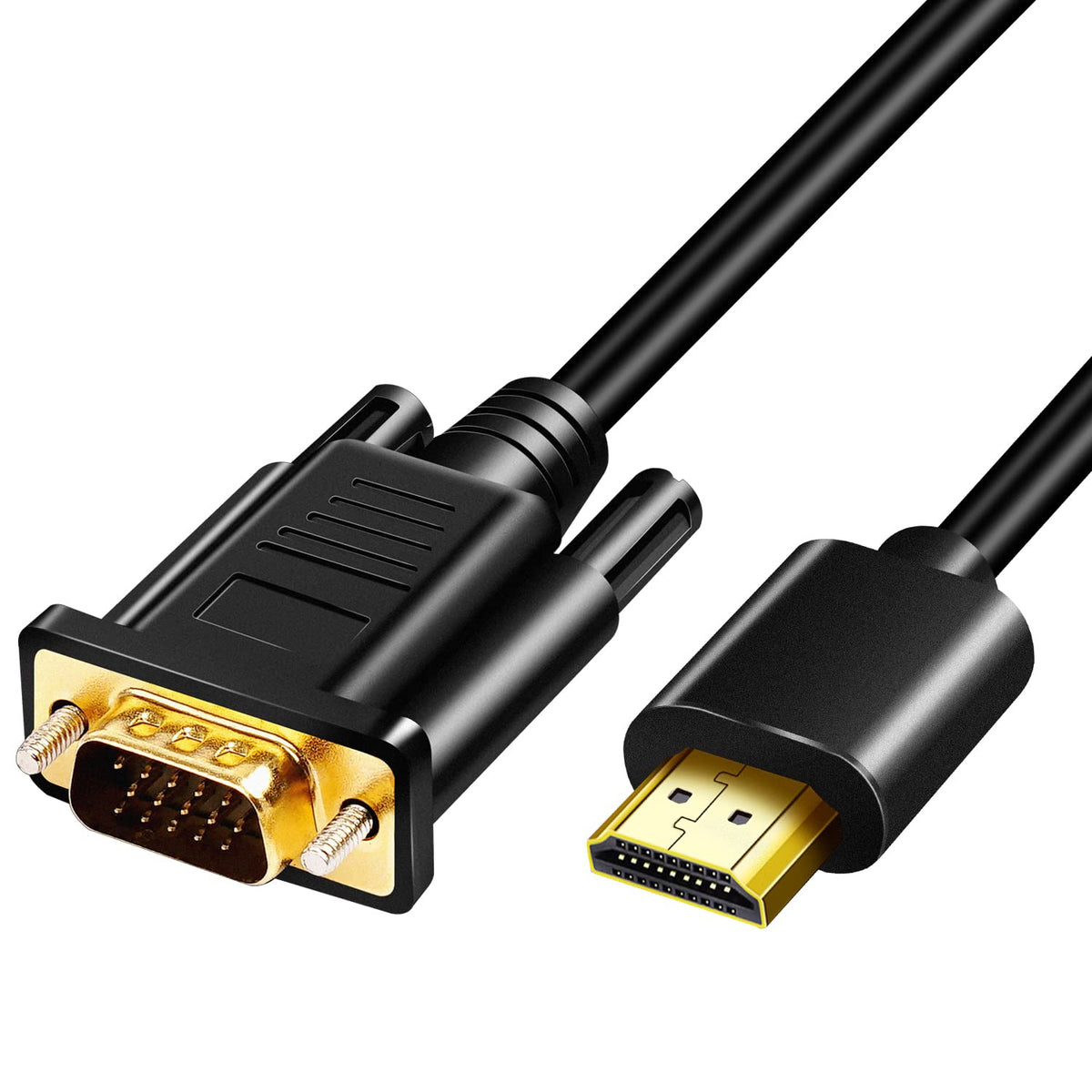 ZORBES® HDMI to VGA Cable HDMI to VGA Converter HDMI to VGA Adapter Male to Male Cable Golden Plated Connector HDMI to VGA for Desktop, Projector, HDTV, Raspberry Pi, Roku, Xbox (4.9ft/1.5m)