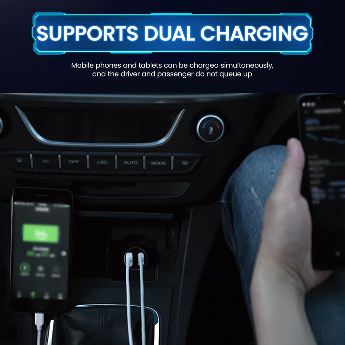 Zeitel® Dual-Output Car Charger: 60W Fast Charging, 30W PD USB Ports, Compatible with iPhone 13/12/11 Samsung Galaxy S21, MacBook,