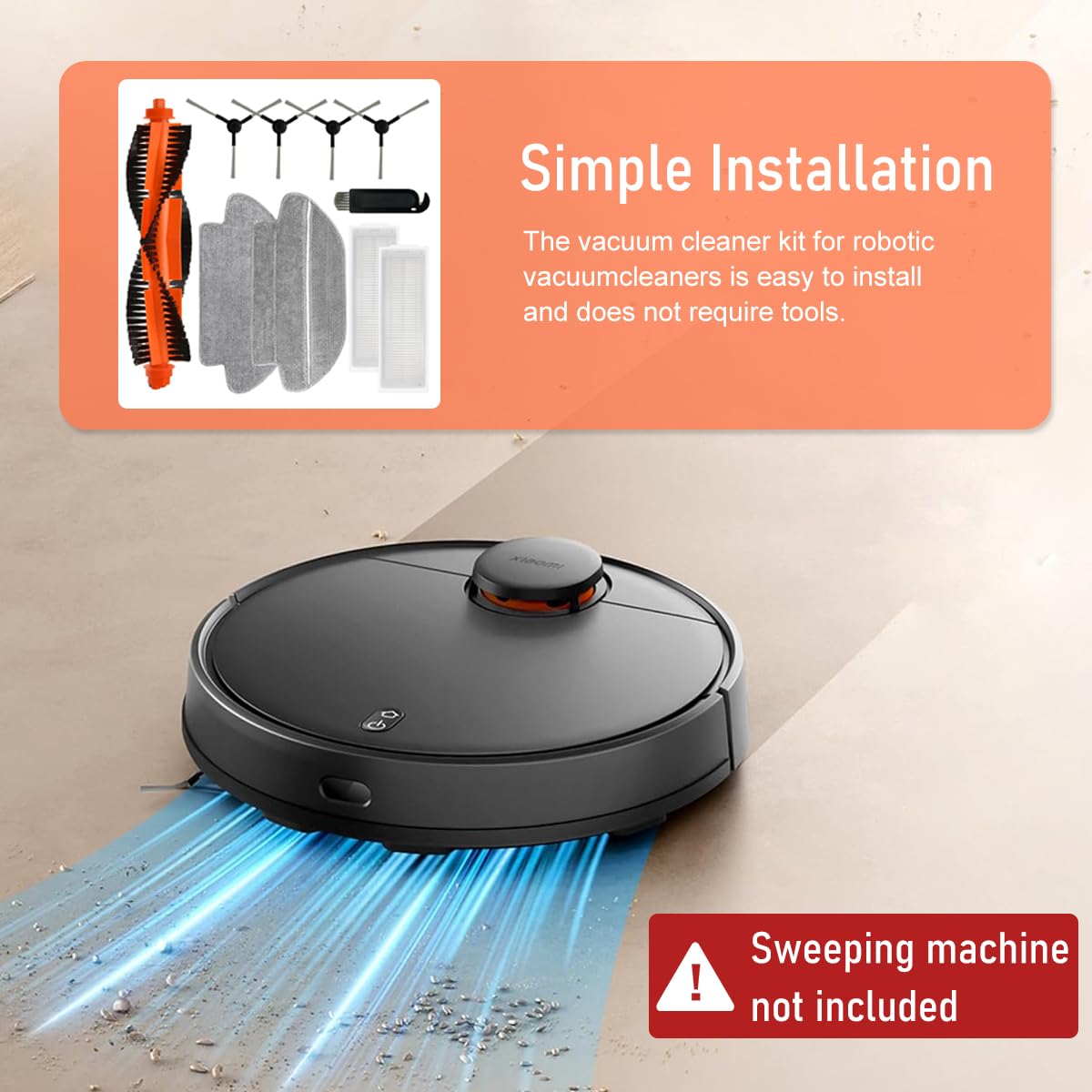 Verilux® Sweeping Robot Accessories Set Compatible for Robot Vacuum S10, Replacement Spare Parts Accessories, Main Side Brush Filter Mop Cloth