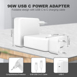 ZORBES® For Macbook Pro Charger, 96W Super Fast Universal USB C Charger, Type C Laptop Charger Adapter Compatible With Macbook Pro(2016-2022) Macbook Air (2018-2022), Macbook, iPad Pro, USB-C Devices