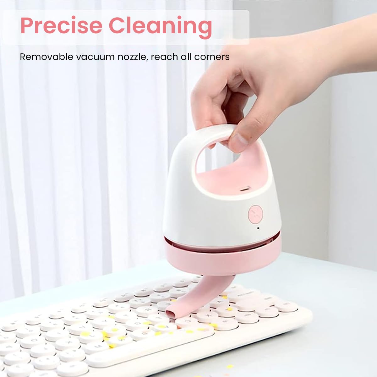 ZORBES® Mini Vacuum Cleaner, Great Suction Wireless Mini Desktop Vacuum Cleaner, Cordless & Switchable Nozzle Design Mini Table Dust Sweeper Cleaning Up Eraser Scraps, Dust, Keyboard, Pencil Scraps