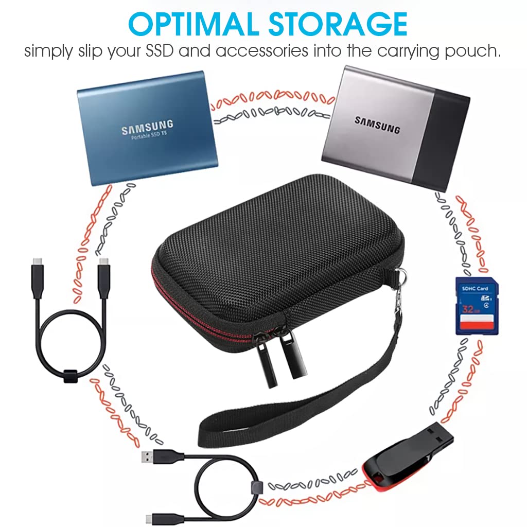 ZORBES® Storage Bag for Samsung T5/T3 Portable SSD 1TB 2TB 500GB 250GB, Protective Travel Case for Samsung T5/T3, Hard Storage Pouch for Samsung T5/T3 (Not fit Samsung T7/T7 Touch) (Only Bag)