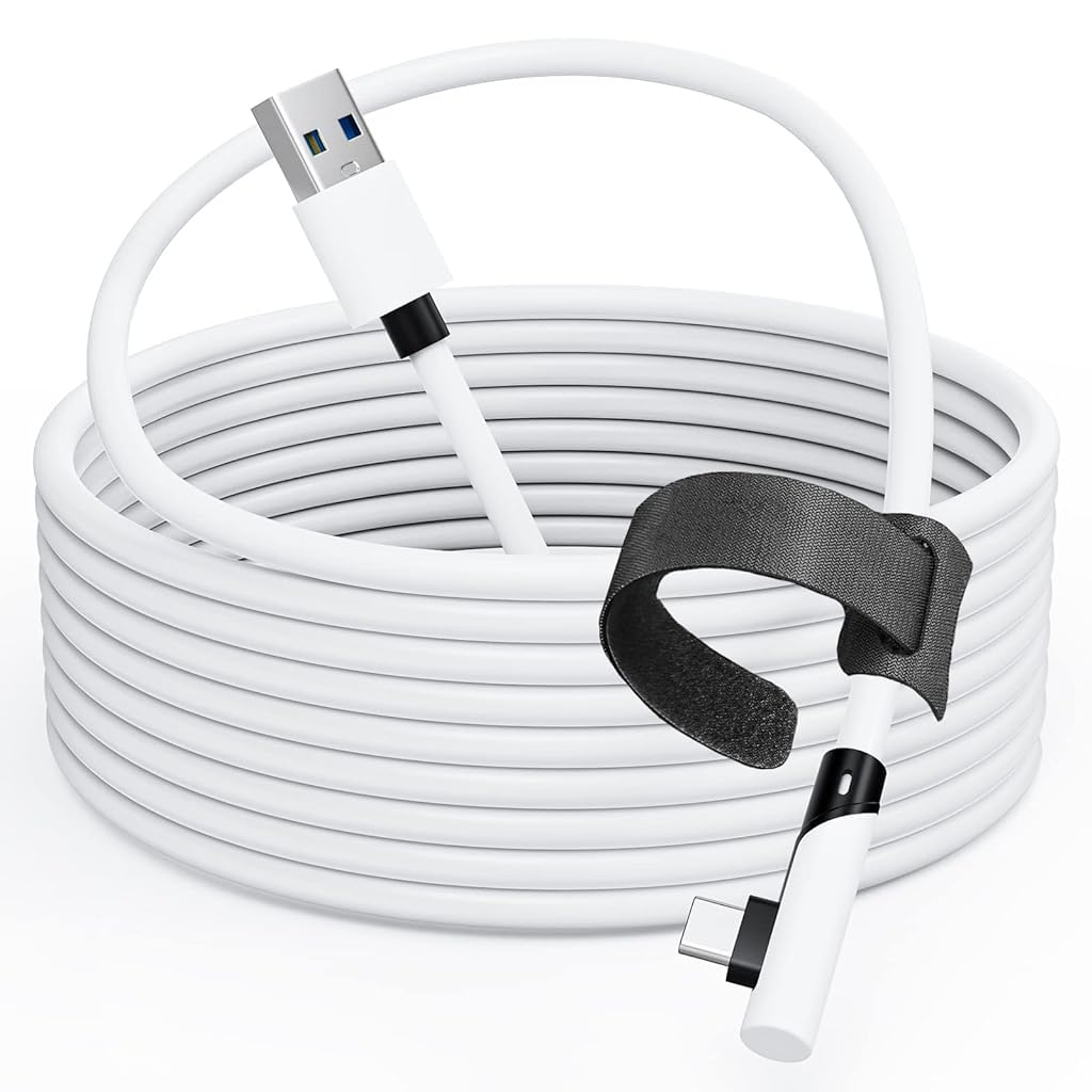 Verilux Link Cable for Meta Quest 3 2 Pro and PC VR featuring 16.8 ft length and L shaped USB C design